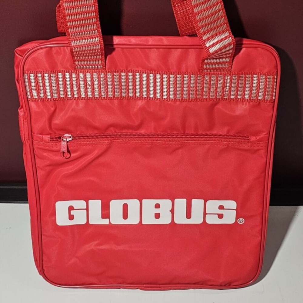 Vintage Red Globus Travel Airlines Day Bag Tote Canvas. NWOT. SIZE OS